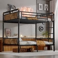 thumbnail image 2 of Twin XL Bunk Bed, Heavy Duty Metal Twin XL Bunk Bed Frame, Industrial Bunk Bed with Ladders, Detachable Corner 2 Bed Bunk Beds, Space Saving Design, Can Be Divided Into 2 Twin XL Beds, Black, 2 of 7