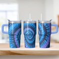 thumbnail image 2 of Insulated 20oz Geometric Textured Tumbler with Handle, Stainless Steel Double Wall Travel Coffee Mug, Leak Proof Straw Lid, 2 of 5