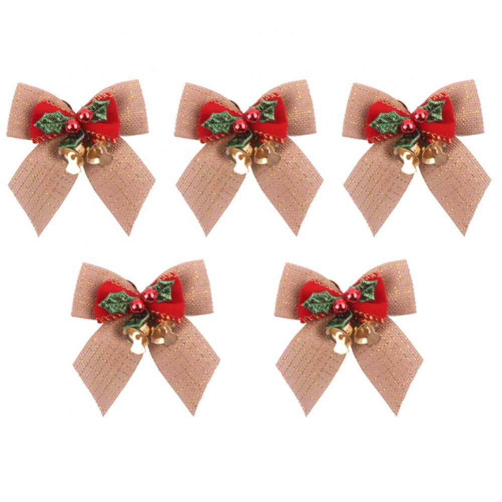 40 Pack Christmas Bow with Bells,Christmas Tree Bows ,Mini Christmas Bows,Christmas Bows for Presents Ornament Christmas Tree Hanging Decor (4 Styles)