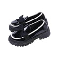 thumbnail image 6 of Hurxie Bow Loafers for Women's Patent Leather Chunky Heel Dress Shoes Elegant Round Toe Platform Casual Work School Shoes for Business Office Everyday Wear Black 6, 6 of 8