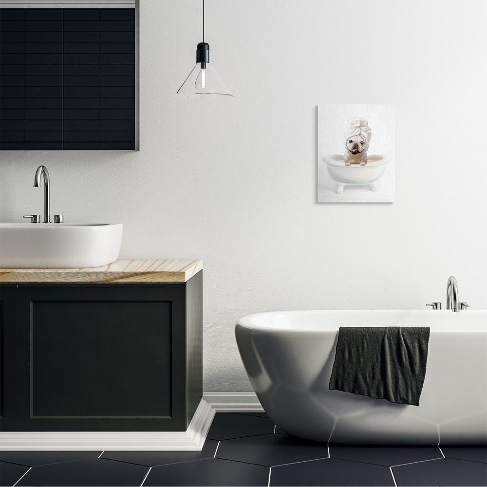 Stupell Industries Bathroom Relaxation House Pet Terrier Claw Bath Design Canvas Wall Art Design by Ziwei Li