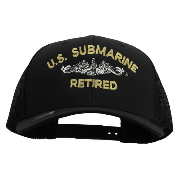 US Submarine Retired Embroidered Retro Trucker Cap - Black OSFM