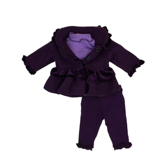 Infant Girls Purple Fleece Jacket Bodysuit & Leggings 3 pc Baby Outfit 18m