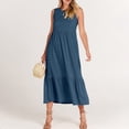 thumbnail image 3 of RYKJLWY Dresses for Women 2024 Wedding Guest Summer Casual Sleeveless Crewneck Sundress Aline Flowy Tiered Maxi Long Beach Dress Vacation Outfits Black Graduation Dress (Blue,M), 3 of 9