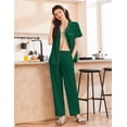 thumbnail image 5 of Ekouaer Women's 100% Cotton Pajamas Set Short Sleeve Button Down Pjs 2 Piece Soft Sleepwear with Long Pants Lounge Set, 5 of 6