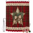 thumbnail image 2 of Red Christmas Shower Curtains for Bathroom, Xmas Pine Needles Stars Floral Winter Plaid Waterproof Fabric Shower Curtain, Decorative Bathroom Curtain for Bathtub, 72"x72", No Hooks Included, 2 of 9