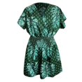 thumbnail image 4 of Women's Jumpsuit Women'S Resort Style Printed Short Sleeve V Neck Shorts Jumpsuit,Green Women's Jumpsuit 3XL, 4 of 5