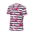 thumbnail image 6 of Wukai Dark Blue Stripes and Flamingos Print Men's Short-Sleeved Mesh T-Shirt,Quick-Dry Short Sleeve Workout T-Shirt-Small, 6 of 8