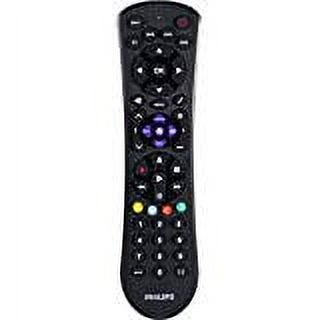 Philips 4-Device Universal Remote Control, Brushed Black Finish, Sound Bar and Streaming Player Compatible, Preprogrammed for
