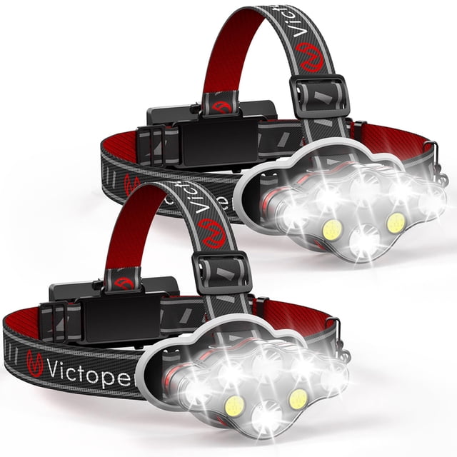 Linterna frontal recargable Victoper, paquete de 2, 18000 lúmenes