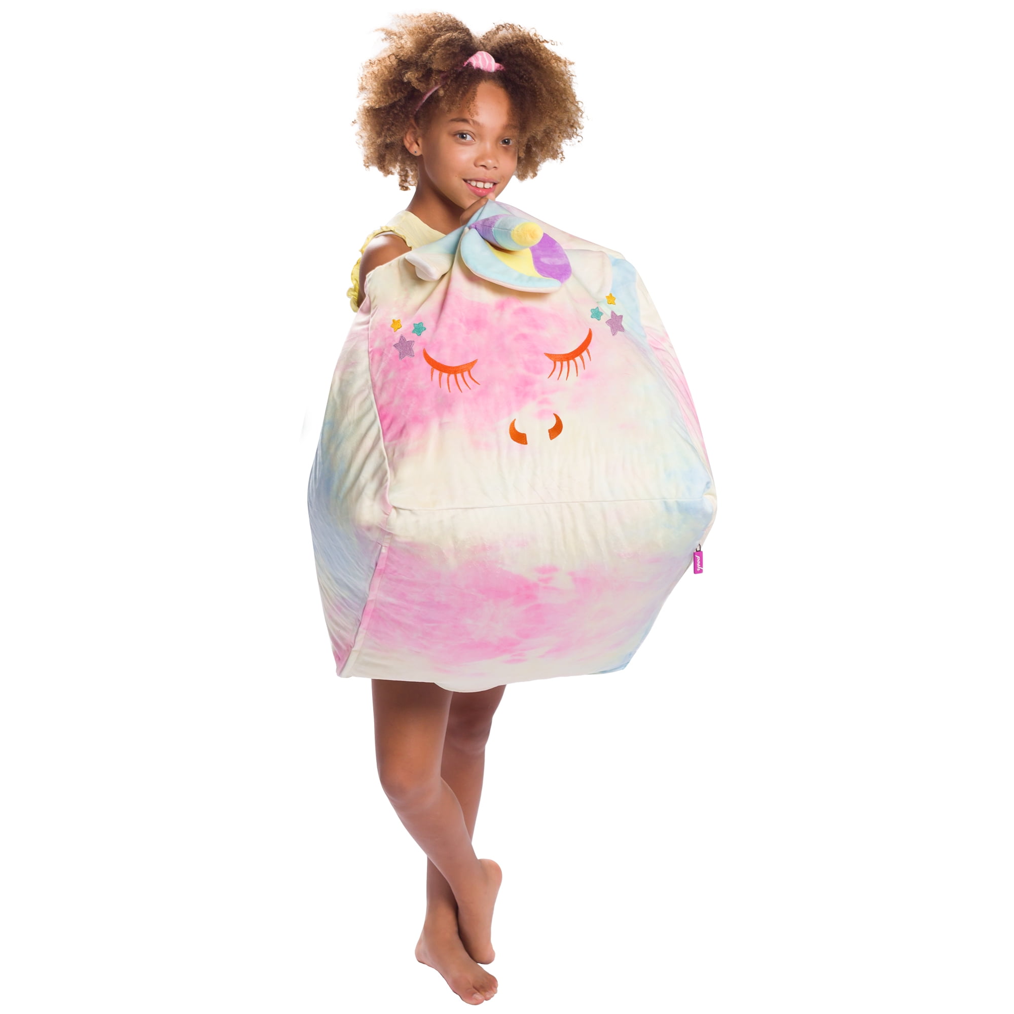 Posh Creations Bean Bag Chair Stuffable Cover, Soft Cover, Kids, 1.5 ft, Tie Dye Unicorn