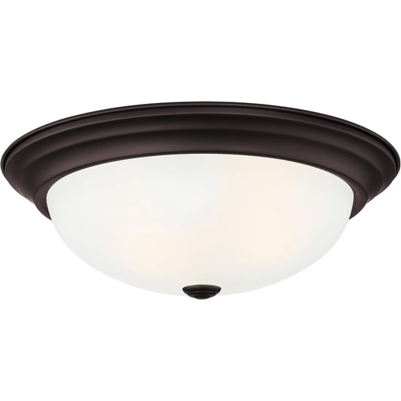 2-Lights Flush Mount Ceiling Light, 11 Inch Lighting Fixture for Kitchen, Bedroom, Bathroom, and Hallway, Oil Rubbed Bronze with Etched Glass,