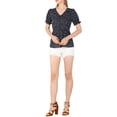 thumbnail image 2 of Allegra K Women's Faux Placket Ruffle Hem Puff Sleeve Button Decor Peplum Top, 2 of 6
