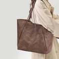 thumbnail image 2 of Bolso de mano Monrich, tamaño grande, 25 L, piel vegana para mujer, color marrón oscuro, 2 of 6