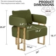 thumbnail image 2 of Modern Barrel Accent Chairs Set of 2, Living Room Side Chairs with Golden Metal Legs Soft Teddy Upholstered Reading Armchairs no Wheels for Vanity/Reception Room//Bedroom/Lounge/Office, Green, 2 of 16