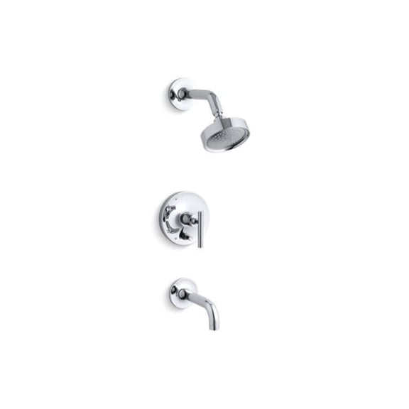Open Box Kohler 90 deg Purist Rite & Temp Bath & Shower Trim Set with Spout & Lever Handle