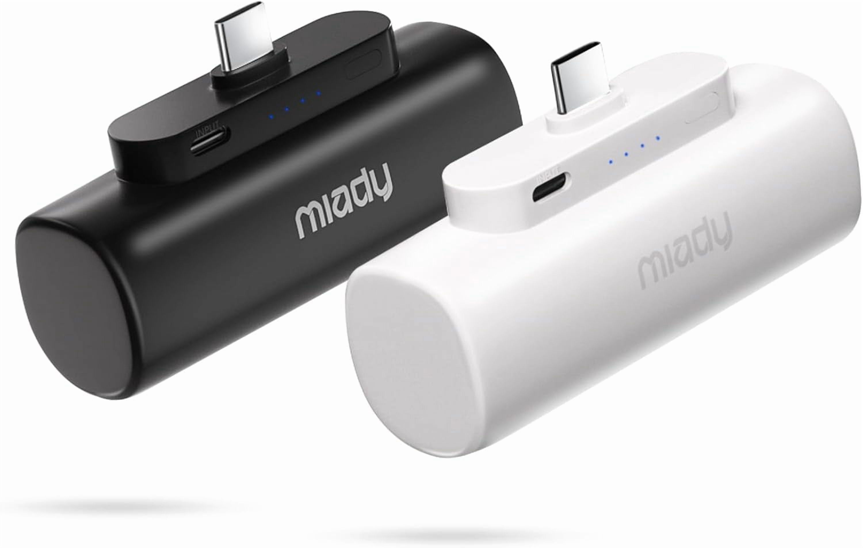 RGHJAR-2-Pack 5000mAh Mini Portable Charger with Built-in Type C Connector, 5V 2.4A USB-C Output Fast Charging Small Power Bank, Compact Battery Pack Compatible with iPhone 17/16/15 Galaxy S24/S22 iP
