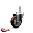 thumbnail image 2 of 3.5 Inch Maroon Polyurethane Wheel Swivel 7/16 Inch Grip Ring Stem Caster SCC, 2 of 2