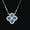 Sea Blue Diamond XL-42, variant on Silver Plated Necklace for Women - Square Cut Cubic Zirconia Teardrop Pendant - 16-20in Electroplated Copper Cross Chain - Elegant Jewelry Gift for Birthday Anniversary Date Night