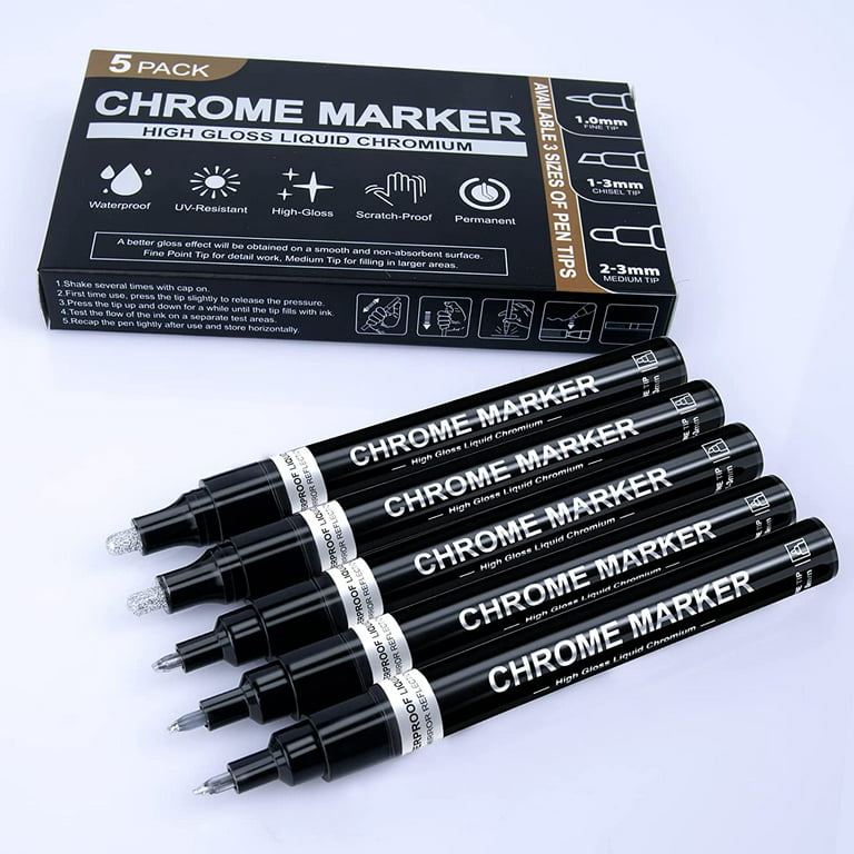 Copper Liquid Chrome Marker Set: 5pcs Oil- based Liquid Chrome