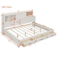 thumbnail image 3 of Wooden Daybed with 3 Storage Drawers and Shelves, Platform Bed Frame with Bookcase, Upper Soft Board and Sockets & USB Ports, for Bedroom Dorm Apartment, No Box Spring Needed, 3 of 8