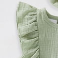 thumbnail image 7 of mgoYE Baby Girl Summer Clothes Newborn Outfit Ruffle Romper Infant Baby Dress Bow Headband Solid Cute Outfits Girls(Green,6-12 Months), 7 of 7