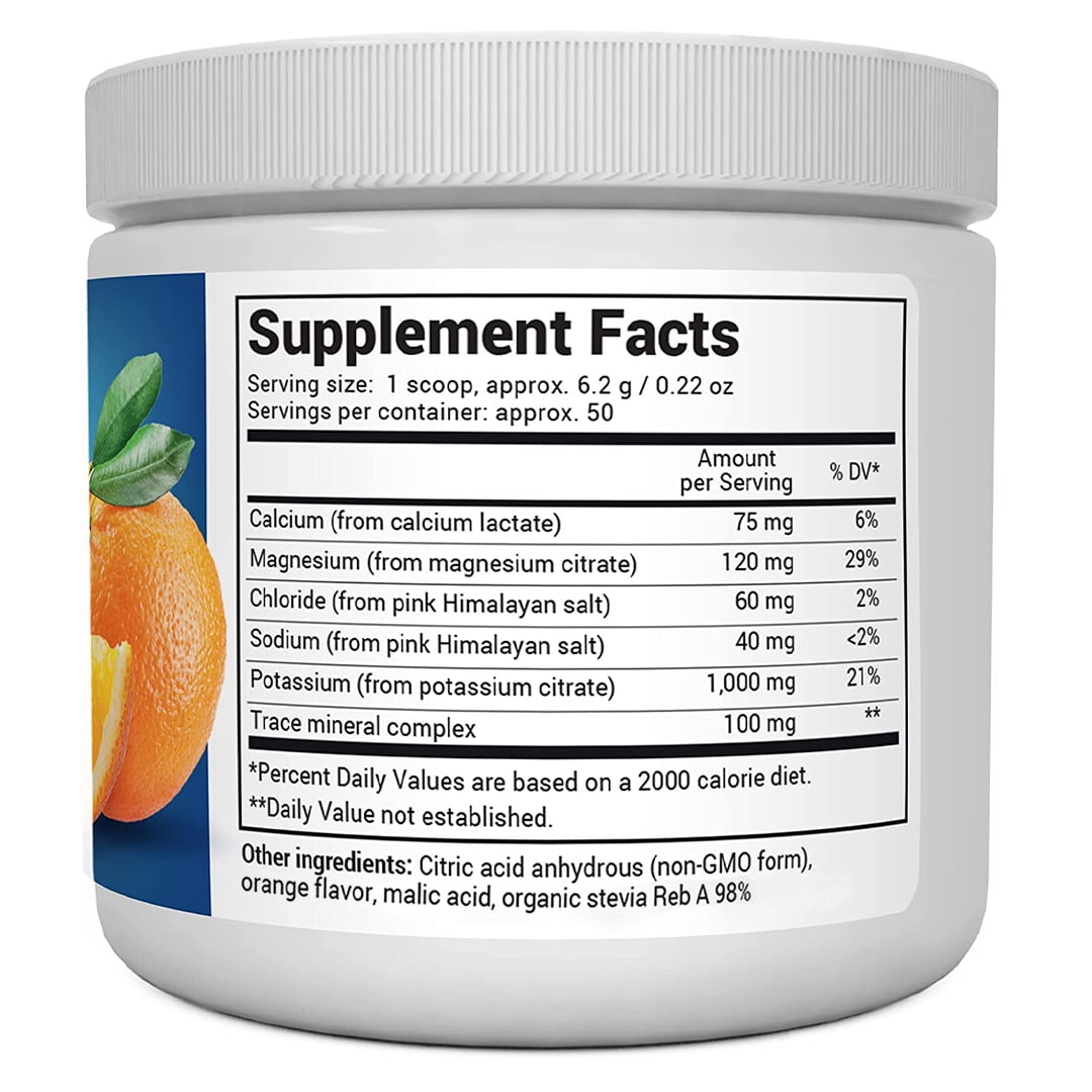 Dr. Berg Electrolyte Powder - Orange Hydration Powder, 50 Servings