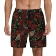 thumbnail image 2 of Picia Fishbone Rose pattern Mens Swim Trunks with Compression Liner Stretch Beach Shorts Quick Dry with Zipper Pockets No-Chafing Board Shorts-Small, 2 of 9
