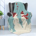 thumbnail image 4 of Christmas Soft Flannel Fleece Throw Blanket, Snowman and Woman Romantic Couple in Love Holding Hands Grunge Display, Cozy Plush for Indoor and Outdoor Use, 60" x 80", Seafoam Red Cream, by Ambesonne, 4 of 5