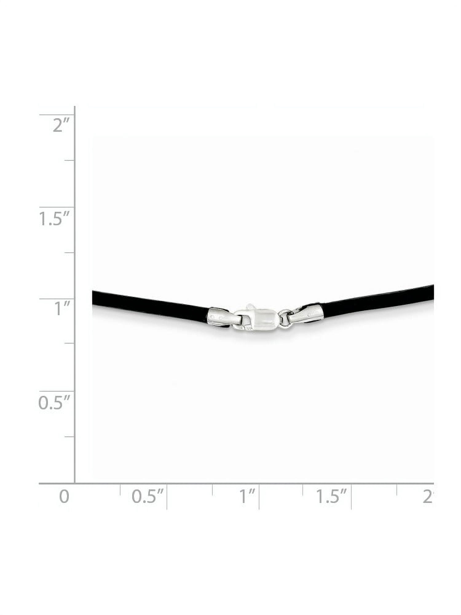 14k White Gold 2mm 18in Black Leather Cord Necklace