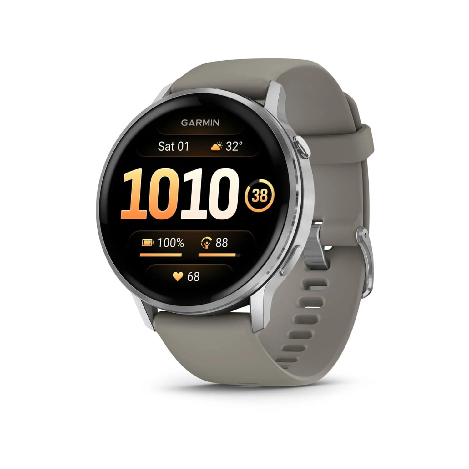 Garmin Venu 4 45mm AMOLED (Silver/Gray) GPS Smartwatch Bundle with Wireless Earbuds (2 Items)