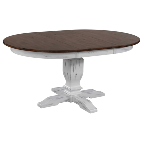 Round Wood Dining Table in Cocoa Brown/Cotton White