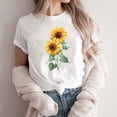 thumbnail image 4 of Womens T-shirts Short Sleeve Round Neck Floral Print T-shirt Multicolor XXL, 4 of 5