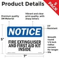 thumbnail image 2 of Fire Extinguisher And First Aid Kit Inside OSHA Notice Vinyl Decal Label 7 Inch x 5 Inch - 5 Pack, 2 of 6
