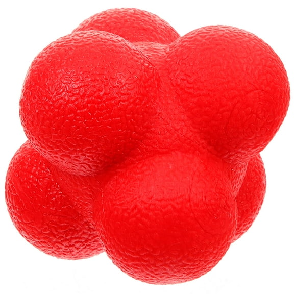 FONDOTIN Hand Exercise Balls Hexagonal Training Ball TPR Red for Athletes in Hockey 1Pack