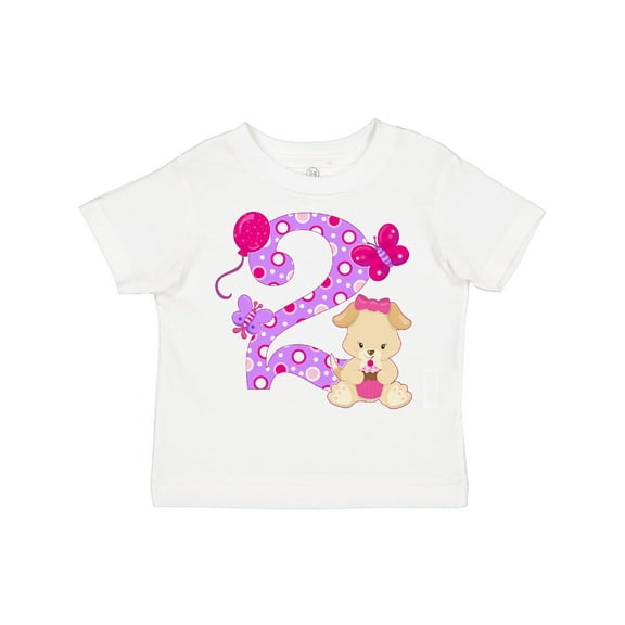 Inktastic Second Birthday with Cute Puppy and Butterflies Boys or Girls Toddler T-Shirt