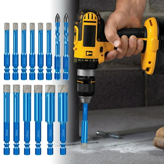 Sutowe Tile Drill Bit Set With Hex Shank Efficient Multipurpose Diamond Drill Bit Kit for Porcelain Stoneware Marble Brick Ceramic Granite