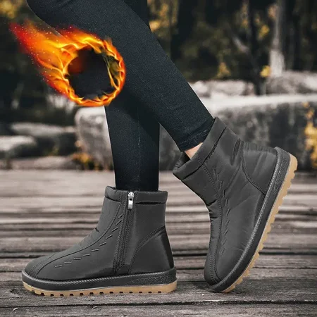 

Round Toe Side Zipper Winter Snow Boots Non-slip Thick Sole Sneakers Women‘s Footwear