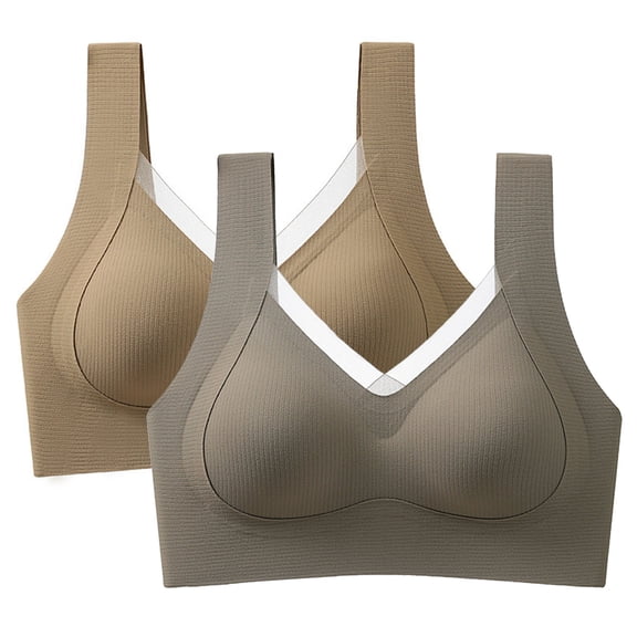 YLOMAY Bra for Women Underwear Woman Lift up Gathered No Underwire Bras Solid Color Comfortable Brassiere Loose Casual Wear Brown L