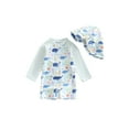 thumbnail image 1 of Argulvti Toddler Boy Rash Guard Swimsuit Whale Jellyfish Print Zipper Long Sleeve Bathing Suit with Swim Cap, 1 of 7