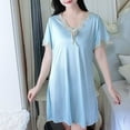 thumbnail image 2 of Aboser Short Sleeve Chemise Nightgown for Women Elegant Lace Trim Nightdress Loose Fit Short Loungewear Comfy Soft V Neck Sleepshirts, 2 of 4