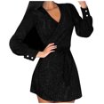 thumbnail image 4 of Pompotops Robe Mini Sexy à Manches Longues avec Ceinture pour Femmes, 4 of 6