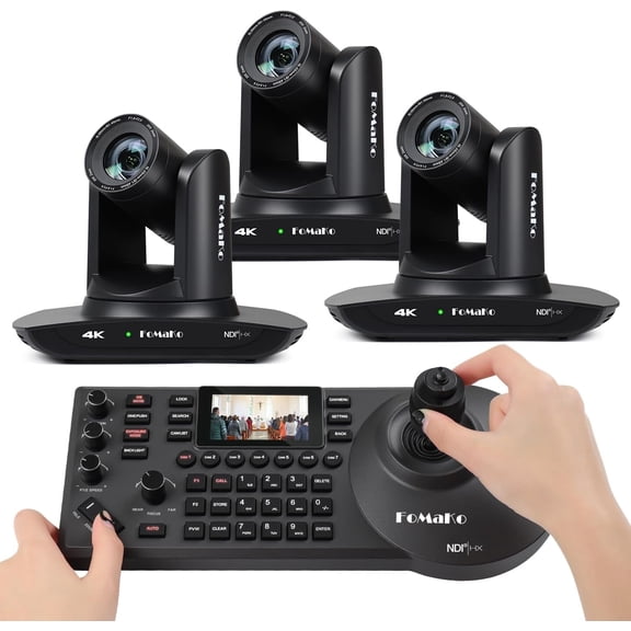 FoMaKo 4K PTZ Camera HDMI NDI 20X Live Streaming Camera Bundle( K20UH NDIx3 KC608)