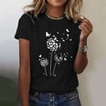 thumbnail image 2 of 2025 Haut à Col Roulé pour Femmes à Motif Imprimé Pissenlit pour Femmes, Paquet, Col Rond, Manches Courtes, Hauts de Gym pour Femmes, T-Shirt, 2 of 4