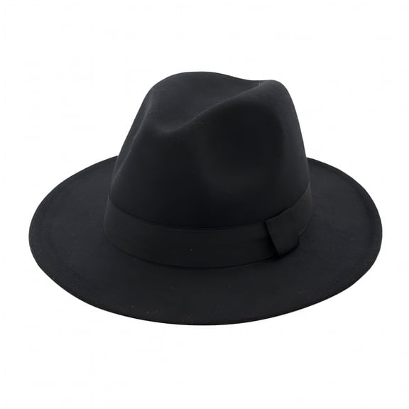 TELOLY Dress Hats for Men Fedora Hat Vintage Wide Brim Hat with Belt Buckle Adjustable Hats Classic Trilby Hat Summer Sun Hat Panama Hat,Black One Size
