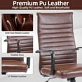 thumbnail image 4 of Office Chair, Ergonomic Executive Conference Room Chairs, Ribbed Leather Desk Chair with Lumbar Support, Adjustable Height Mid-Back Swivel Chair with Padded Seat, 4 of 8
