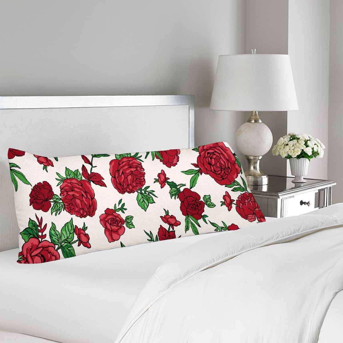 GCKG Seamless Patterns Rose Floral Body Pillow Covers Case Protector