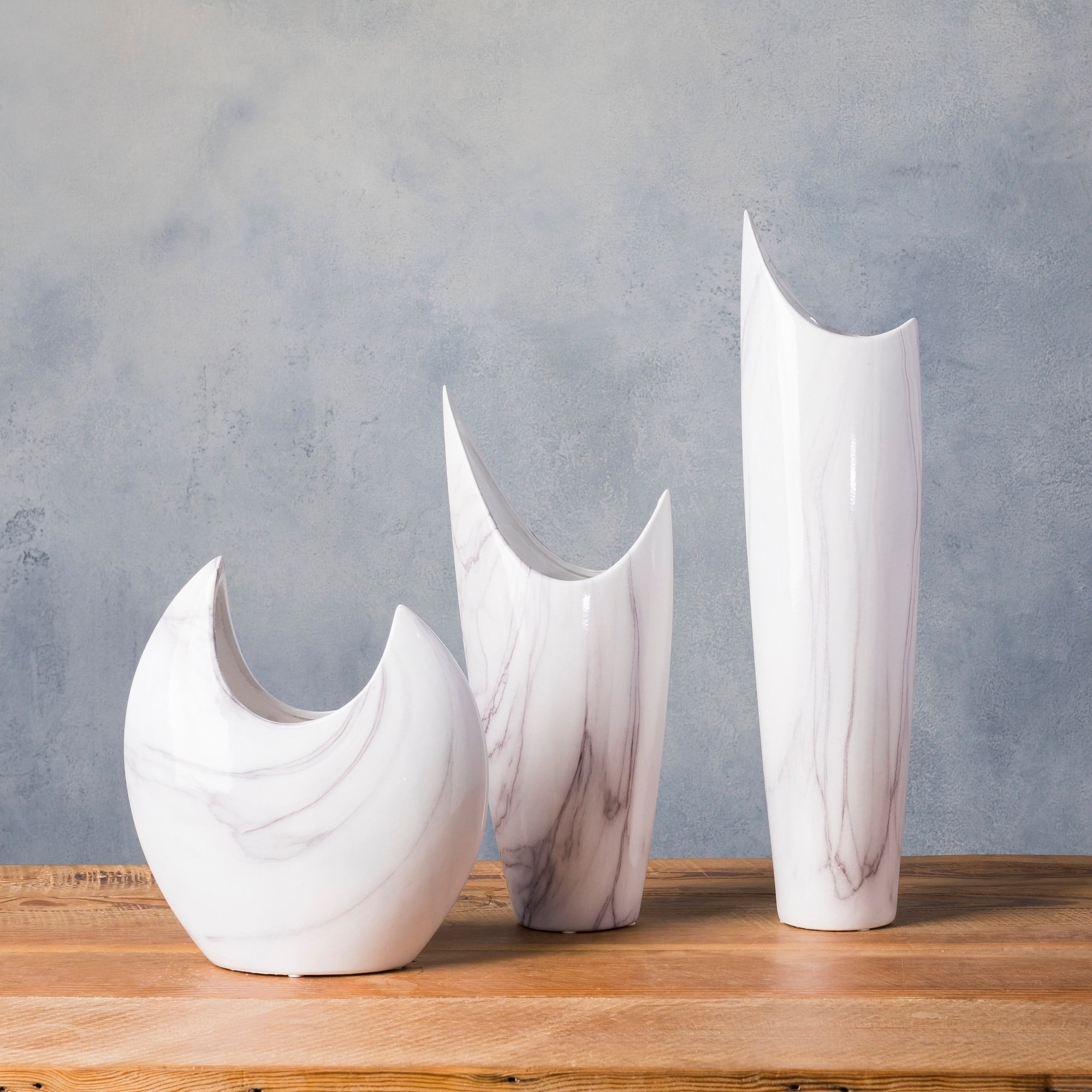Dobri White Ceramic  Modern  Decorative Vase Set of 3 