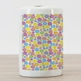 thumbnail image 3 of Modern Ceramic Toothbrush Holder, Circular Shaped Buttons Pattern in Various Sizes Print, Decorative Versatile Countertop for Bathroom, 4.5" X 2.7", Multicolor, by Ambesonne, 3 of 4