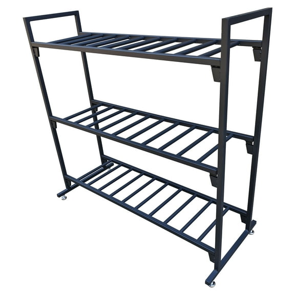 MotoProducts Black Battery Rack Stands Insanely Strong Storage Rack Holds 12 Batteries & Supports 300 Pounds Per Shelf No Tools Required